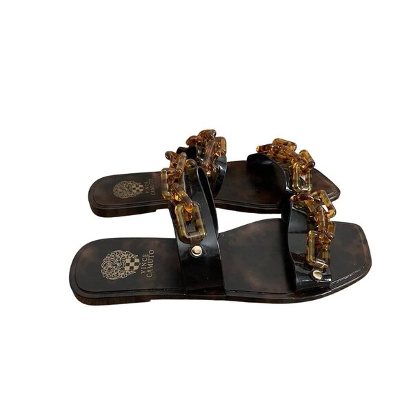 Vince Camuto Women 8 Tortoise Chainlink Detail Square Toe Felicya Jelly Sandals - Picture 1 of 10